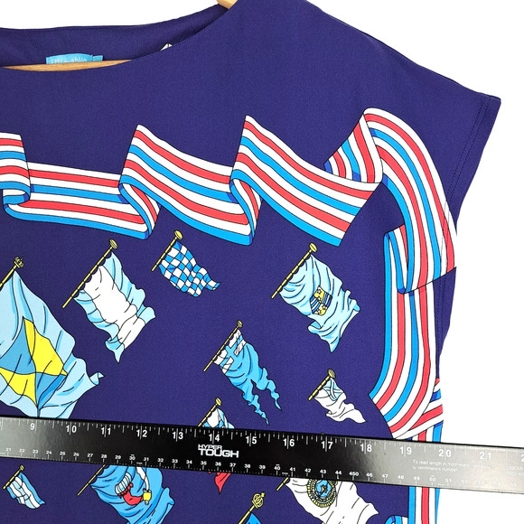 J. McLaughlin Navy Blue Graphic Blouse - Picture 3 of 6